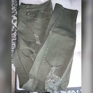 Olive Green Ripped Pants